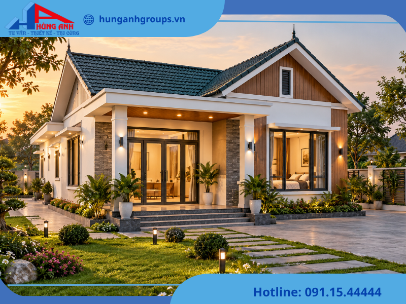 xây nhà cấp 4 2 phòng trọn gói