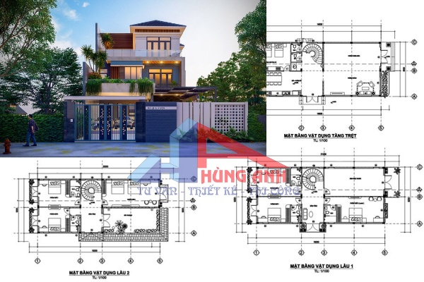 bản thiết kế nhà biệt thự kết hợp