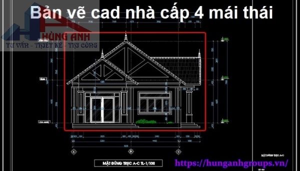 bãn vẽ thiết kế cấp 4 nhà mái thái hiện đại