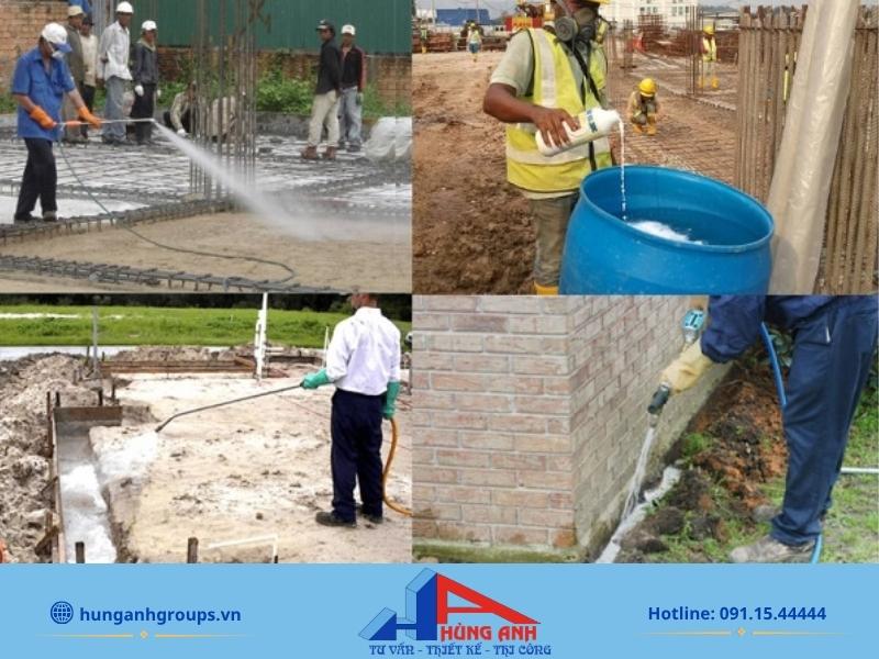Kỹ sư Hùng Anh Groups khảo sát bằng thiết bị chuyên dụng để xác định chính xác tổ mối chúa dưới nền nhà.