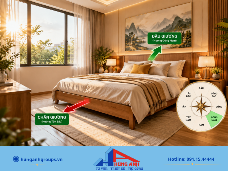 Hướng Nhà Tuổi Canh Ngọ 1990 Nam Nữ Hợp Phong Thủy 2026 Đầu giường ngủ của gia chủ tuổi Canh Ngọ 1990 nên quay về các hướng tốt theo cung mệnh để cải thiện sức khỏe và tinh thần.