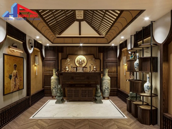 thiết kế nội thất phòng thờ biệt thự