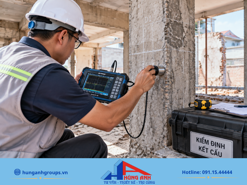 Bước quan trọng nhất là kiểm tra khả năng chịu lực của móng hiện tại, từ đó quyết định gia cố hoặc xây mới để đảm bảo an toàn. 