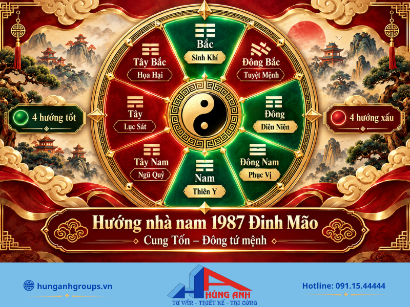 Minh họa các hướng hung nam mạng 1987 cần tránh.