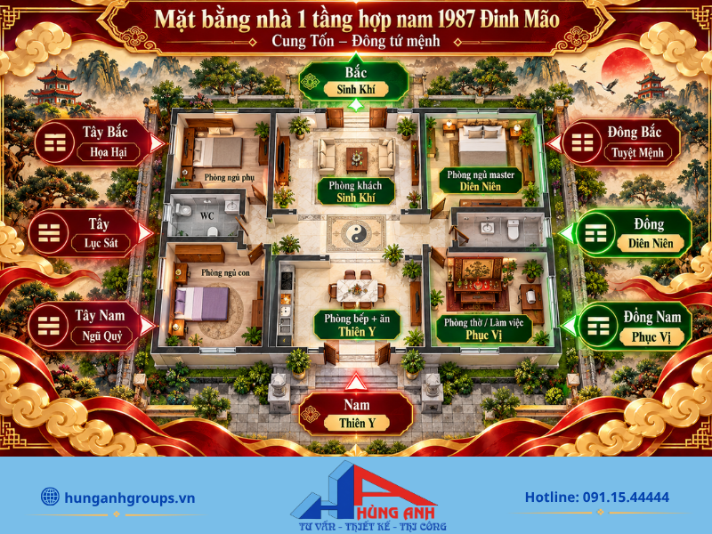 Bố trí không gian nhà ở, phòng khách, bếp và cầu thang hợp phong thủy cho tuổi Đinh Mão.