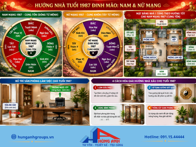 Sử dụng bình phong, cây xanh hay vật phẩm phong thủy để hóa giải hướng nhà xấu.
