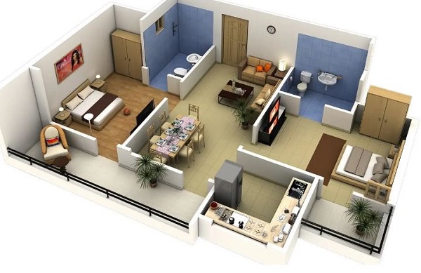 mẫu thiết kế nhà chung cư 50m2