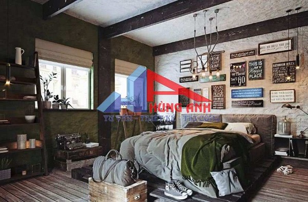 mẫu thiết kế phòng ngủ nhà chung cư phong cách vintage