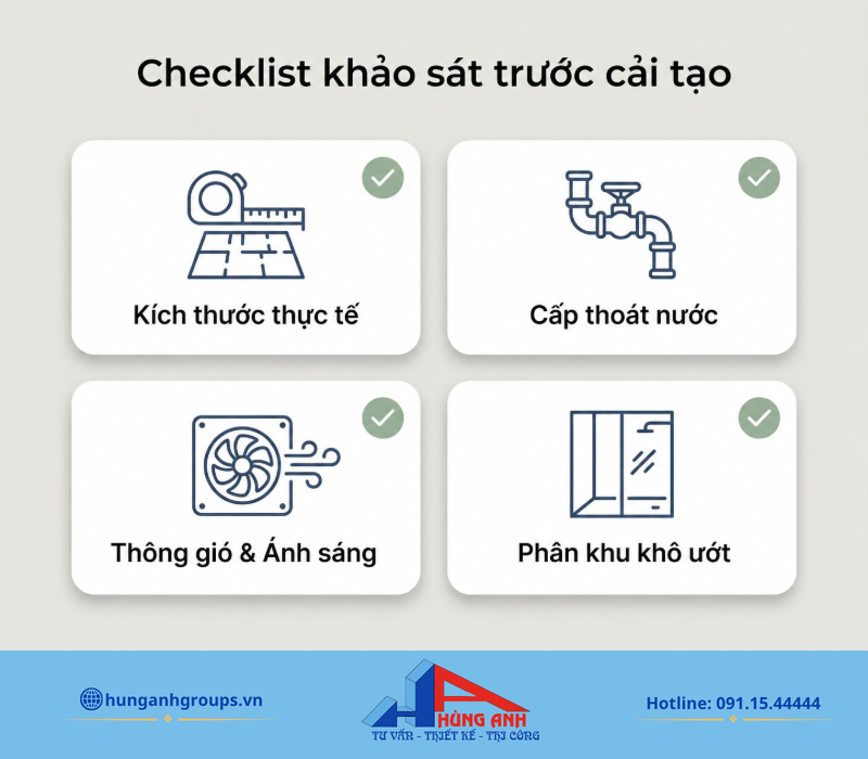 Bốn bước khảo sát kỹ thuật cốt lõi cần kiểm tra trước khi thi công để đảm bảo tính khả thi và tiết kiệm chi phí.