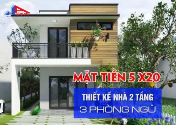 thiết kế nhà 2 tầng 5x20m 3 phòng ngủ