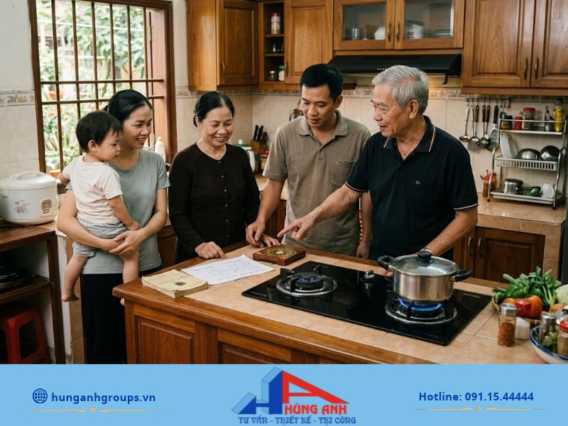 Đặt hướng bếp theo tuổi ai trong gia đình