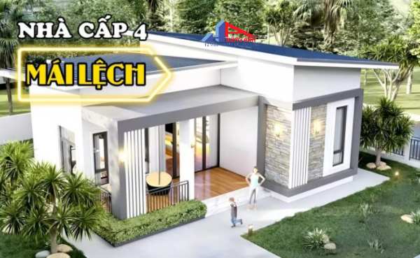 nhà cấp 4 mái lệch 2 phòng ngủ