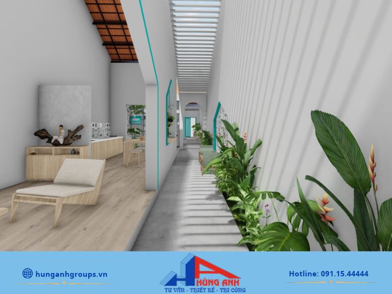 Không gian giếng trời trong nhà cấp 4 ngang 5 m