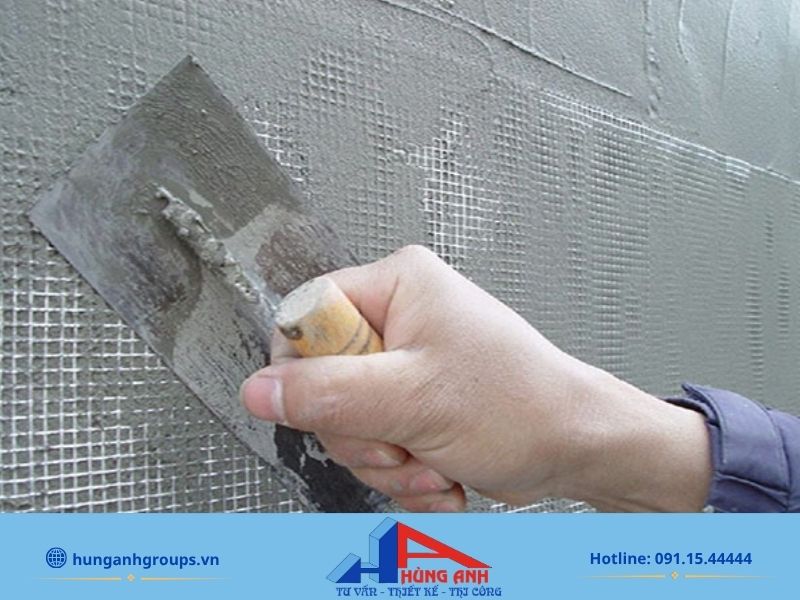 Kỹ thuật đóng lưới thủy tinh chống nứt chân tường khi thi công gạch siêu nhẹ trên sàn không dầm