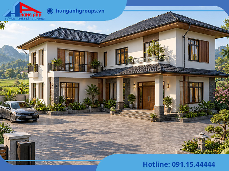 mẫu nhà 2 tầng đẹp ở nông thôn