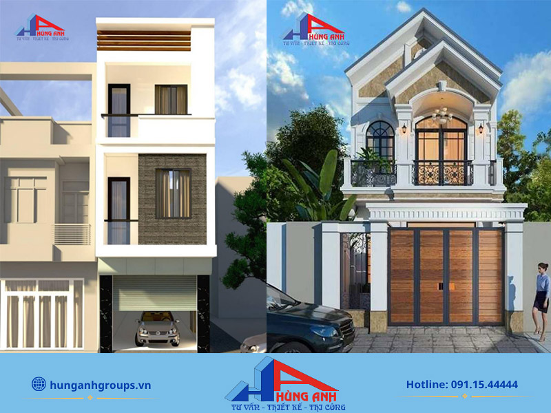Xây nhà ống mặt tiền 5m trọn gói thiết kế và hoàn thiện Nhà phố mặt tiền 5m hiện nay đều tính toán cải tạo thêm gara để ô tô