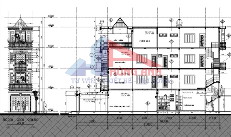 thiết kế nhà 4 tầng
