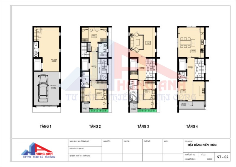 bản thiết kế nhà 4 tầng