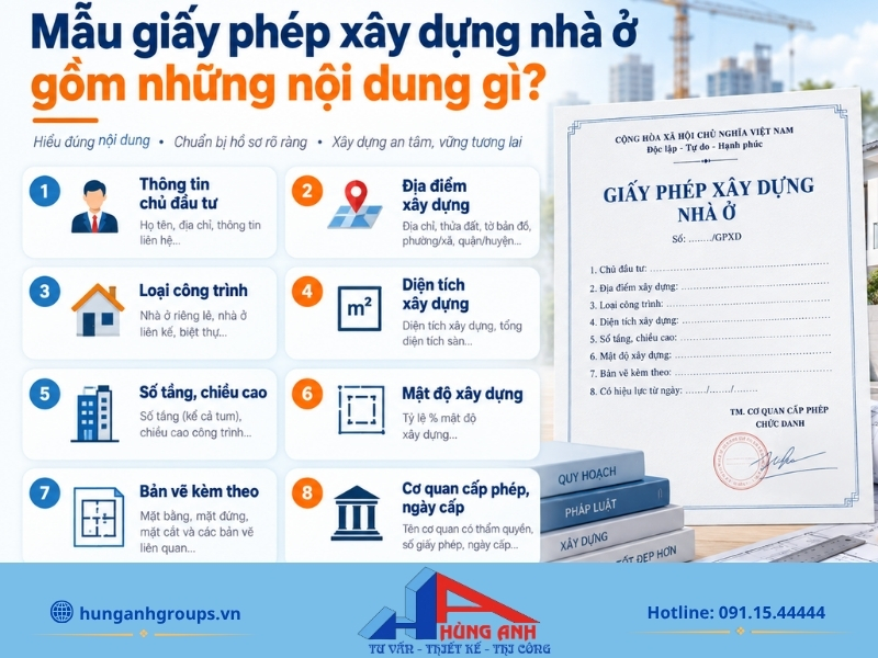 Mẫu giấy phép xây dựng nhà ở gồm những nội dung gì?