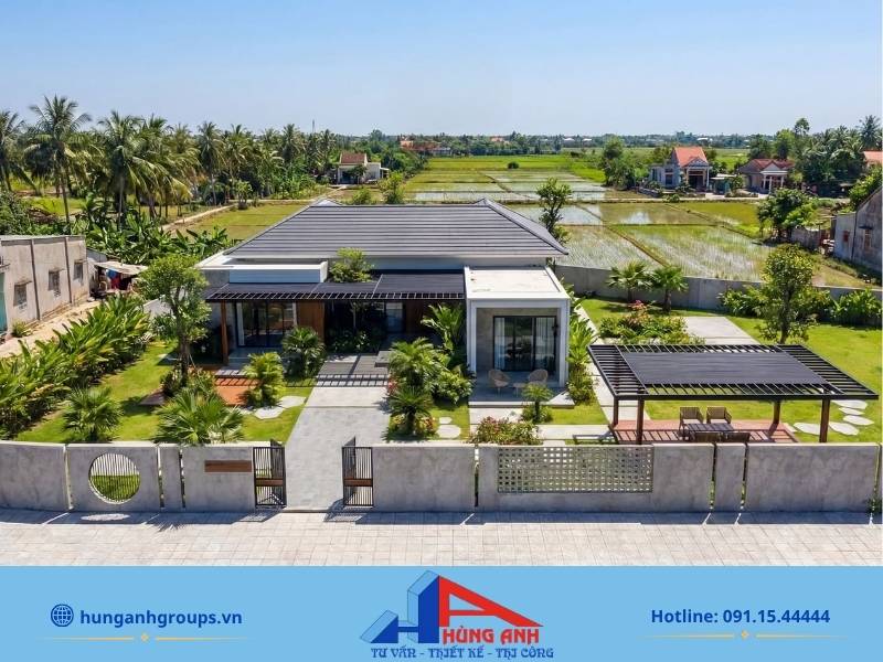 Mẫu nhà vườn cấp 4 mặt tiền rộng bề thế ngập tràn ánh sáng tự nhiên