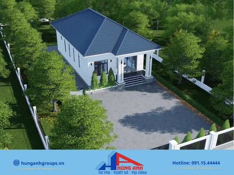 Mẫu thiết kế nhà vườn cấp 4 mái Nhật thanh lịch hòa hợp tuyệt đối với tiểu cảnh sân vườn