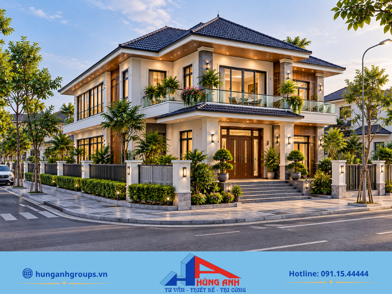 Mẫu nhà 2 tầng 2 mặt tiền mái Nhật với tạo hình kiến trúc ấn tượng, đón trọn ánh sáng và gió tự nhiên.