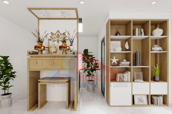 thiế kế phòng thờ gỗ tự nhiên