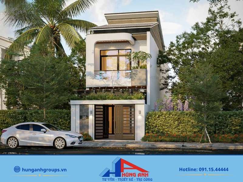 Mẫu thiết kế nhà 5x20m 2 tầng phong cách nhiệt đới sử dụng gạch thông gió cản bức xạ nhiệt