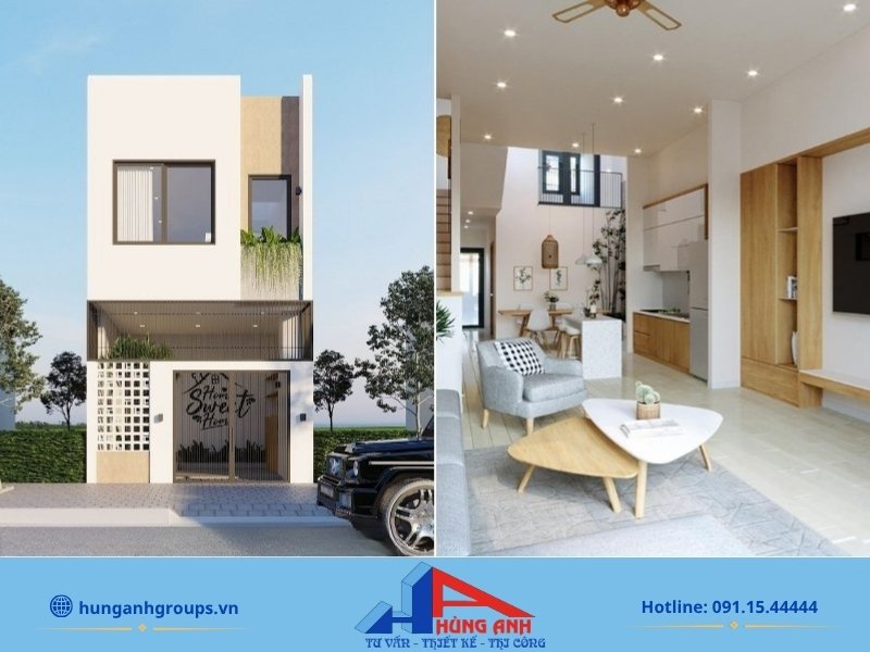 Mẫu thiết kế nhà 5x20m 2 tầng phong cách tối giản minimalism ngập tràn ánh sáng