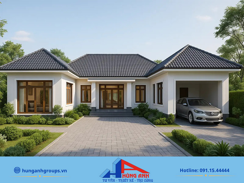 Mãu thiết kế nhà cấp 4 chữ U