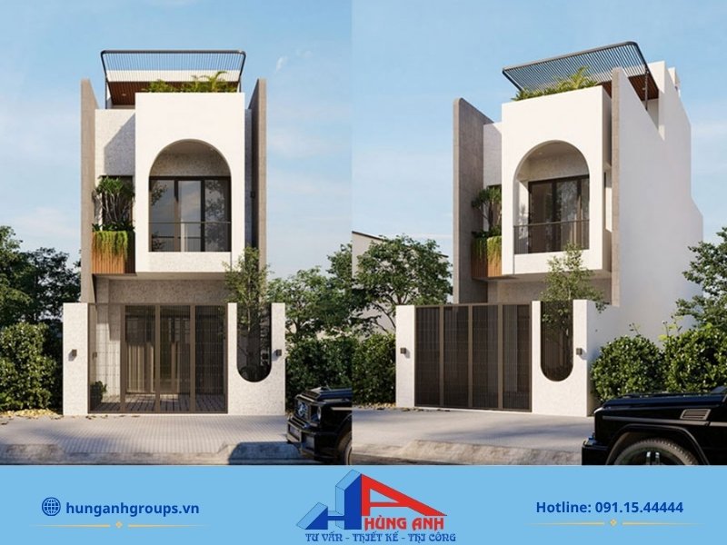 Mẫu thiết kế nhà ống 2 tầng 1 tum 5x20m giải pháp chống nóng mái hoàn hảo