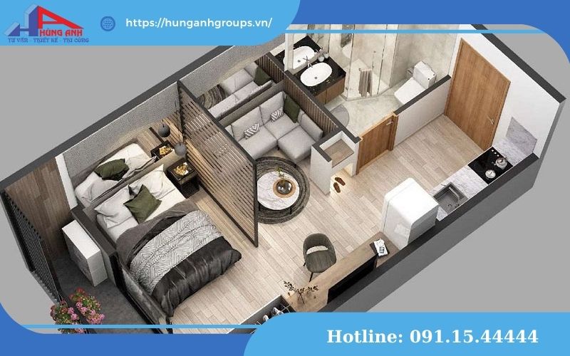 chung cư 1 phòng ngủ