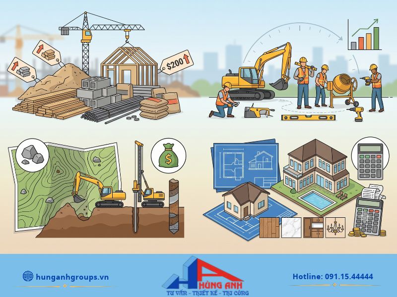 Xây nhà cấp 4 60m2 hết bao nhiêu tiền? Dự toán chi tiết 2026 Các yếu tố trực tiếp làm thay đổi chi phí xây nhà