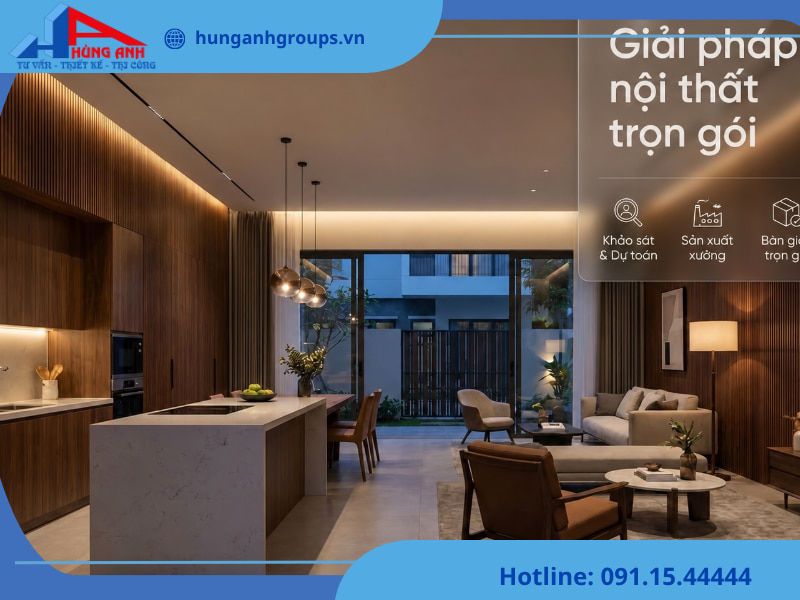 Ảnh banner thi công nội thất nhà 3 tầng
