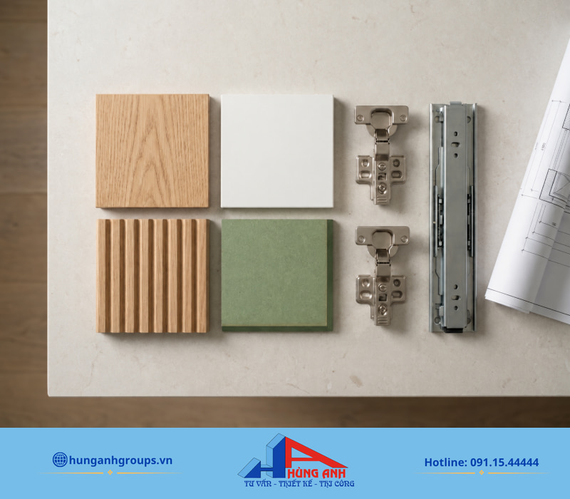 Chốt mẫu vật liệu và phụ kiện thực tế trước khi sản xuất giúp đảm bảo chuẩn cam kết hợp đồng.