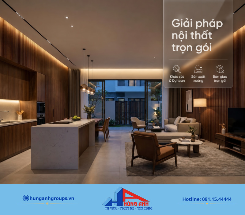 Không gian tổng thể giúp gia chủ dễ hình dung tính đồng bộ công năng và thẩm mỹ giữa các tầng.