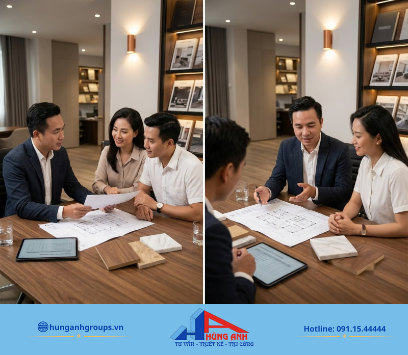 Tư vấn bóc tách hồ sơ và mẫu vật liệu giúp gia chủ kiểm soát tốt tiến độ và chất lượng thi công.