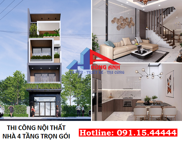 thi công nội thất nhà 4 tầng trọn gói