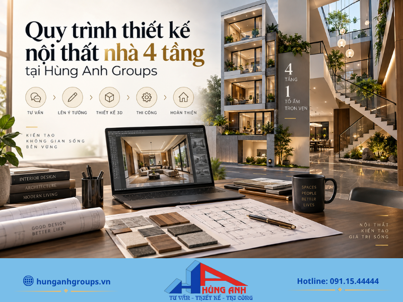 50+ Mẫu Thiết Kế Nội Thất Nhà 4 Tầng Đẹp, Hiện Đại 2026 Mô hình 3D hoàn chỉnh được kiểm tra kỹ lưỡng và bàn giao cho khách hàng trước khi tiến hành thi công.