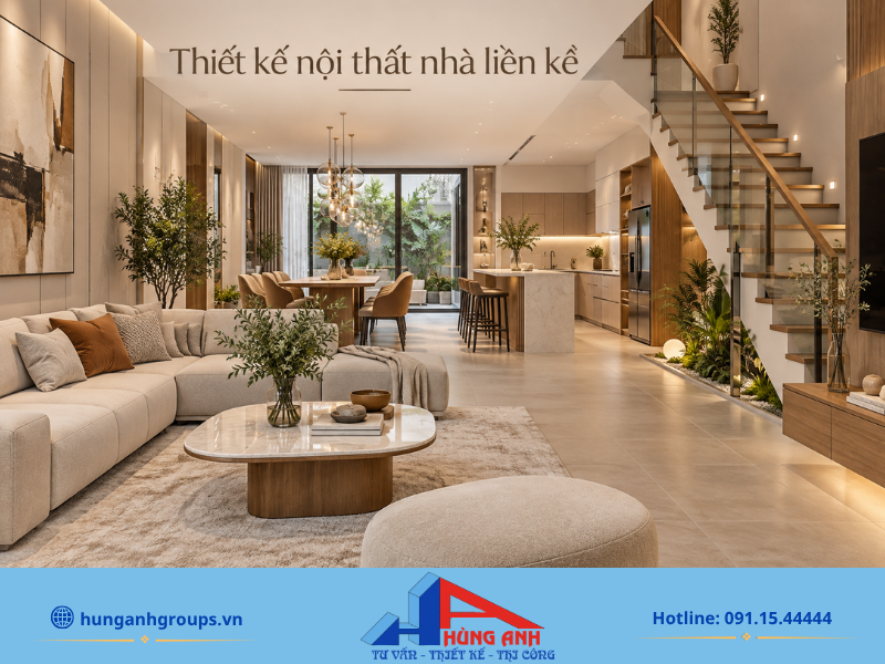 50+ Mẫu Thiết Kế Nội Thất Nhà Liền Kề 2026 Kèm Báo Giá Đặc trưng kiến trúc mặt tiền hẹp và xây sát nhau của các căn nhà liền kề tại khu đô thị hiện nay.