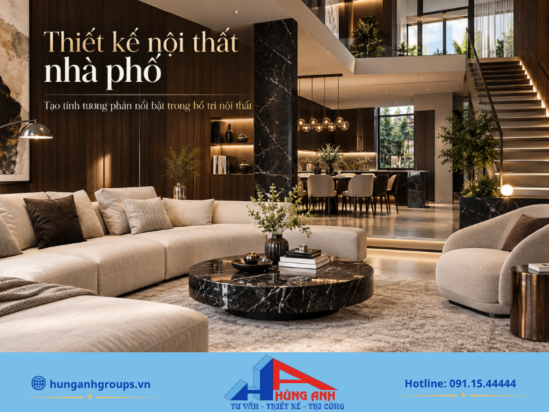 Tạo tính tương phản nổi bật trong bố trí nội thất