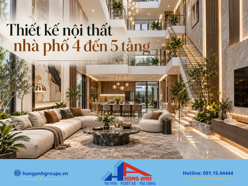 Thiết kế nội thất nhà phố 4 đến 5 tầng