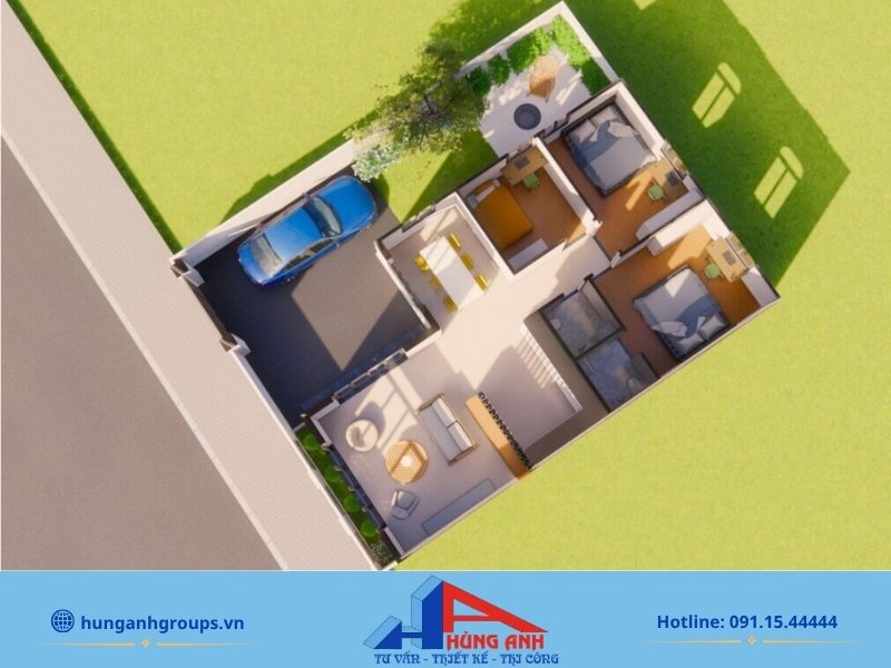 99+ Mẫu nhà cấp 4 chữ L đẹp, hiện đại, tối ưu chi phí 2026 Bản vẽ thiết kế xây nhà cấp 4 chữ L trên nền đất đất hình chữ nhật.