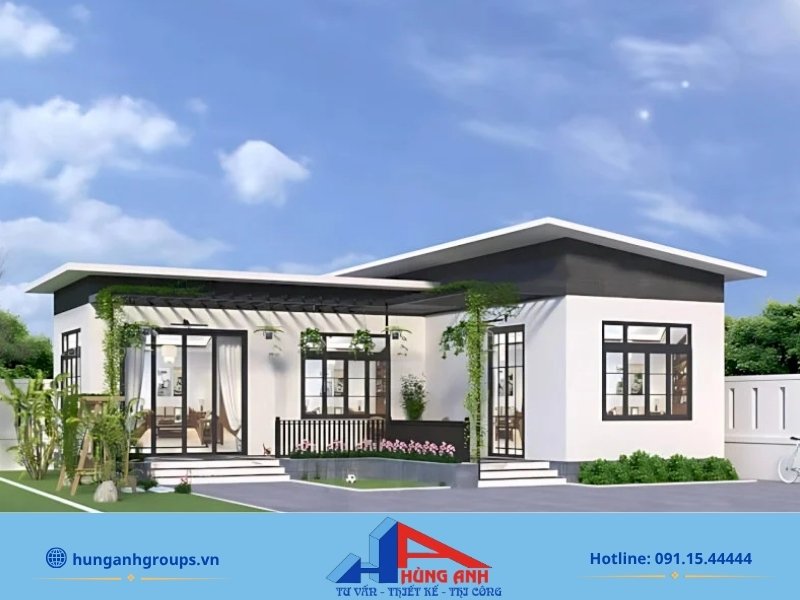99+ Mẫu nhà cấp 4 chữ L đẹp, hiện đại, tối ưu chi phí 2026 Nhà cấp 4 chữ L mái bằng thiết kế hiện đại, xử lý chống thấm triệt để