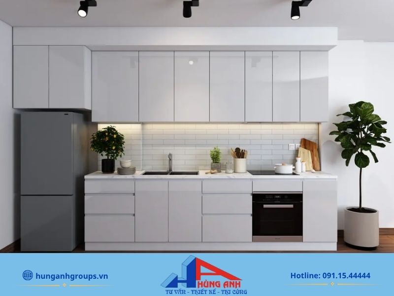 Mẫu bếp chữ I hiện đại cho chung cư