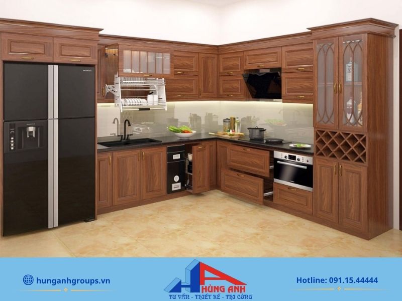 Mẫu bếp chữ L đẹp, đầy đủ công năng