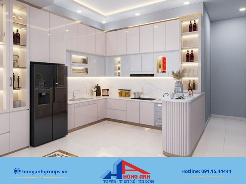 Thiết kế nội thất phòng bếp | 50+ Mẫu 2026 & Bảng giá chuẩn Mẫu tủ bếp chữ l tối giản tối ưu diện tích cho không gian phòng bếp chung cư