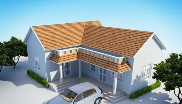 nhà cấp 4 mái ngói truyền thống