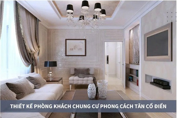 phòng khách chung cư tân cổ điển
