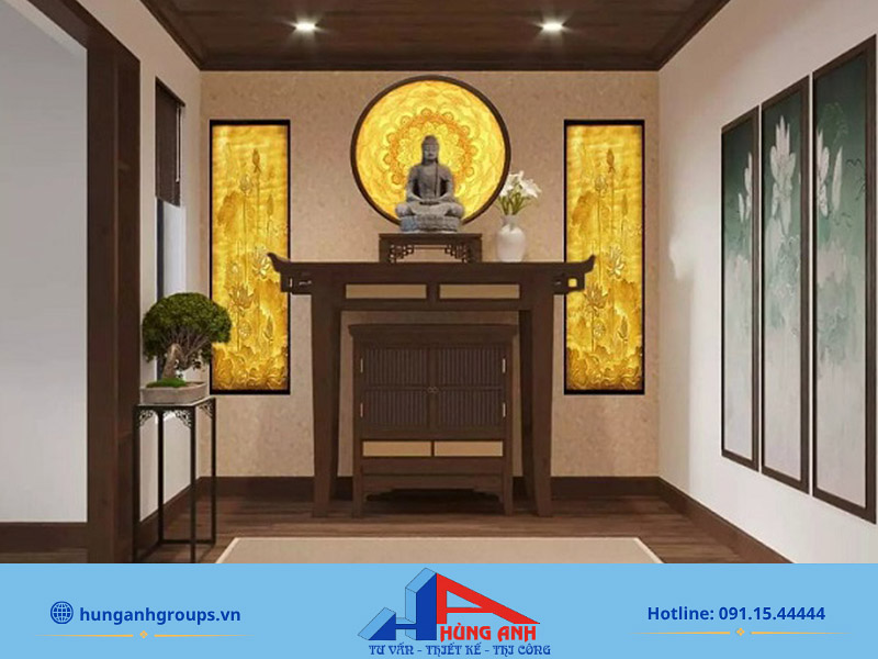 Bàn thờ Phật theo phong cách đơn giản, hiện đại